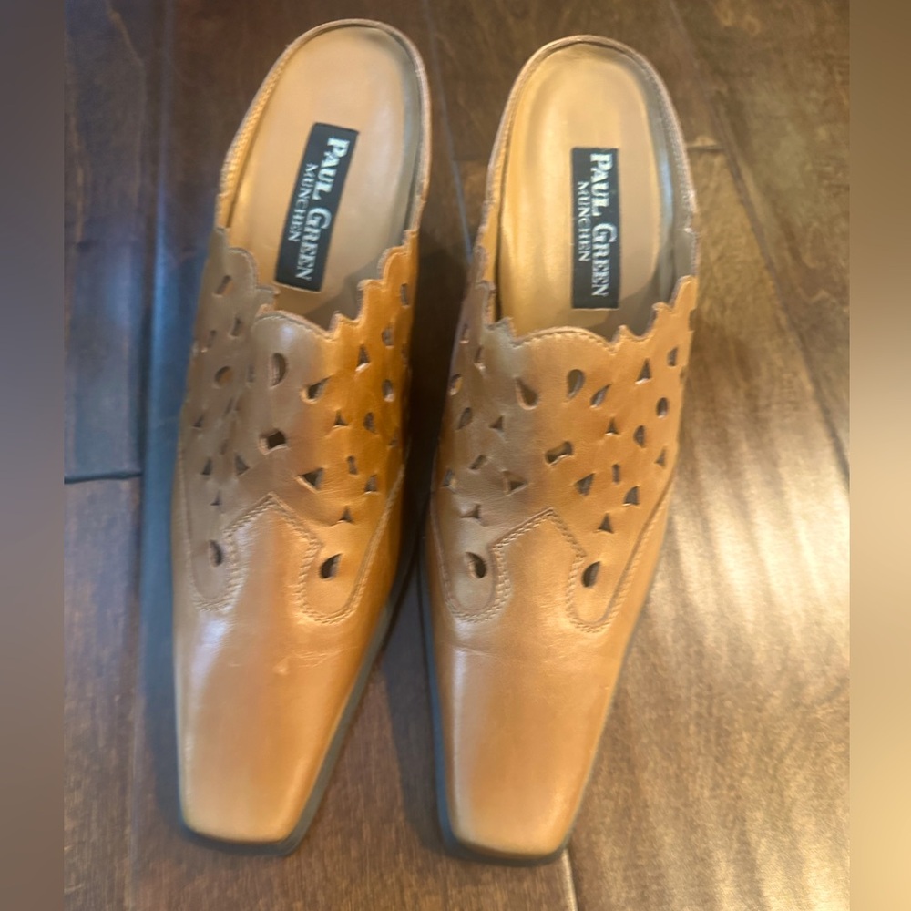 Vintage Paul Green leather  Mules / Heels Shoes high quality made in Austria